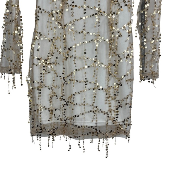 NWT Pretty Little Thing Rose Gold Cream Sequin Mini Dress US 4 HOCO Prom Party - Picture 5 of 12